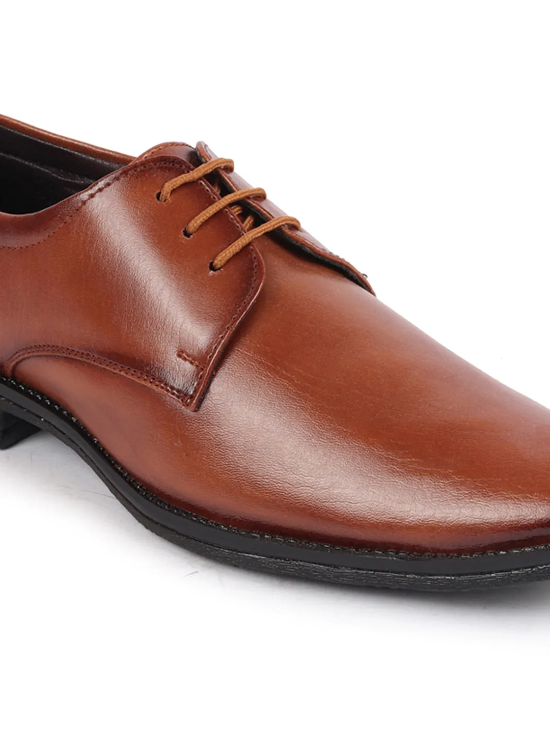 Men Tan Formal Office Work Lace Up Derby Shoes