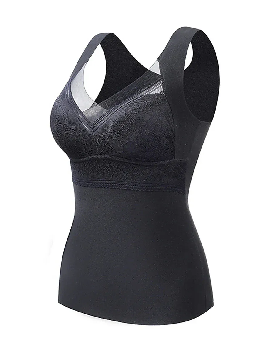 Stay Cozy and Chic in Women's Black Thermal Vest Underwear