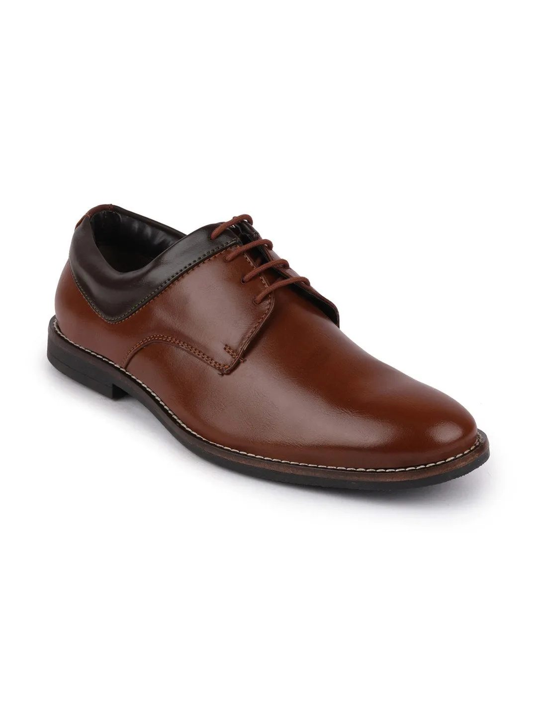 Men Tan Formal Lace-Up Oxford Shoes