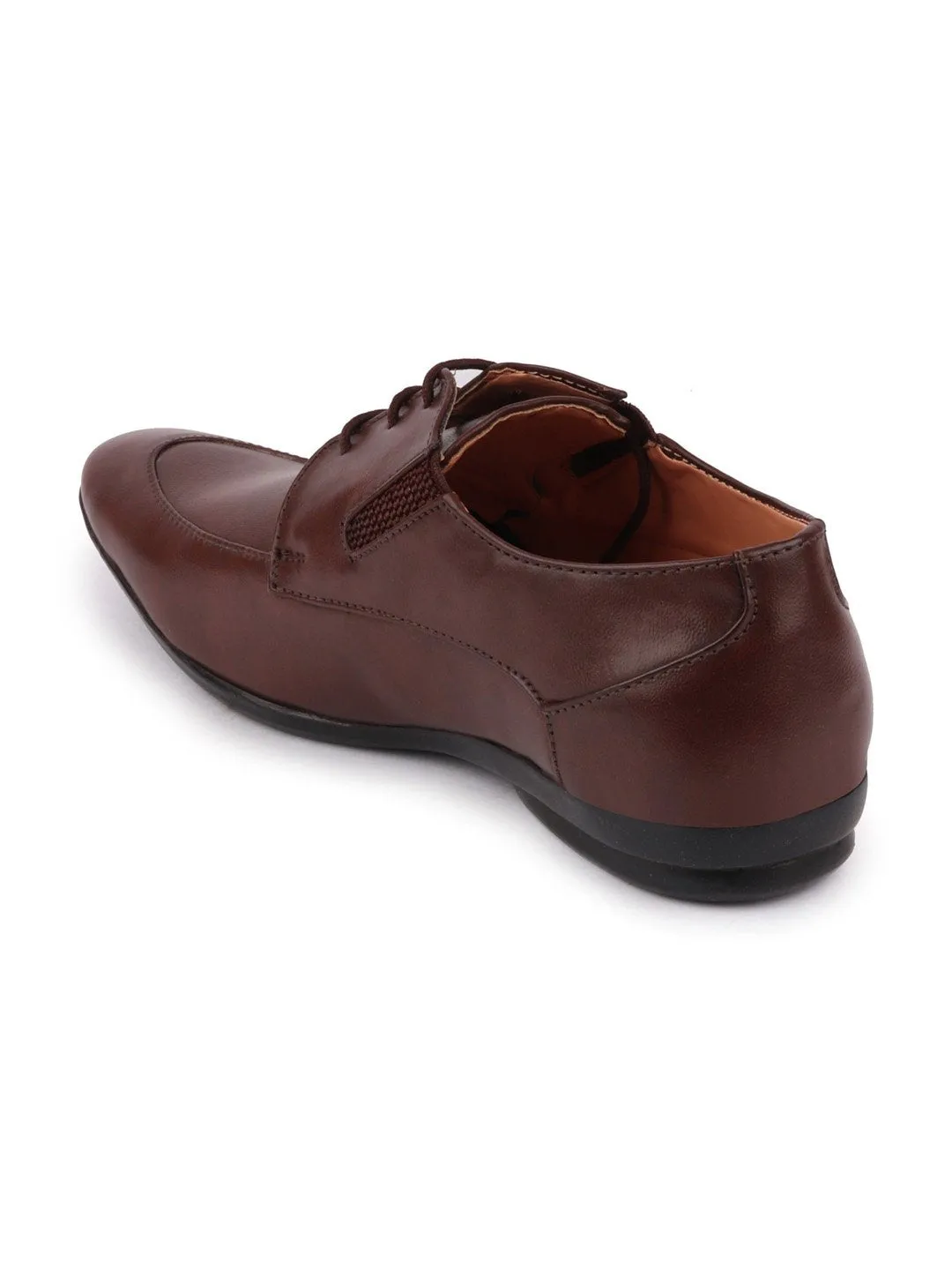 Men Brown Formal Lace-Up Derby Shoes