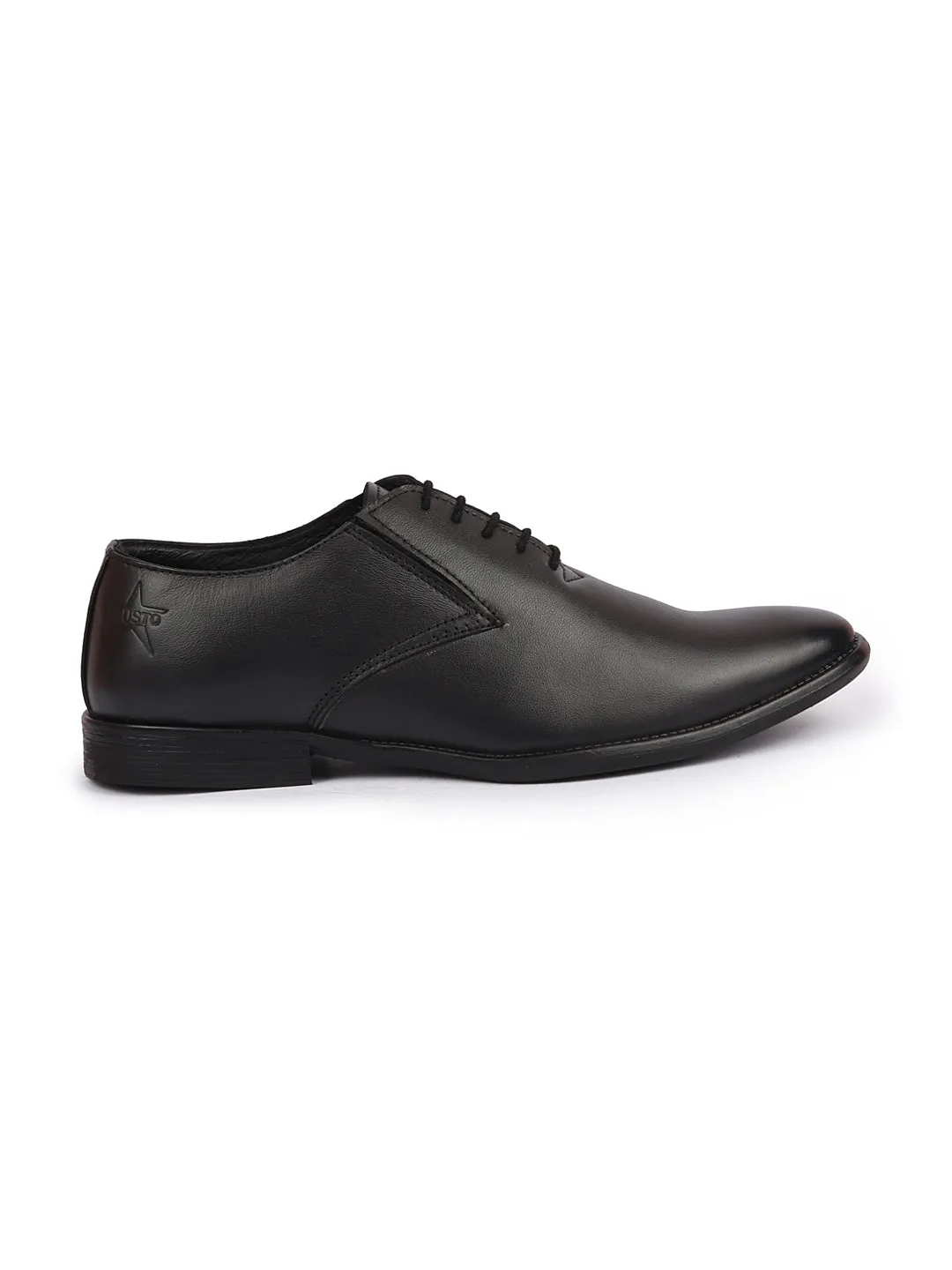 Men Black Formal Office Work Genuine Leather Oxford Lace Up Shoes