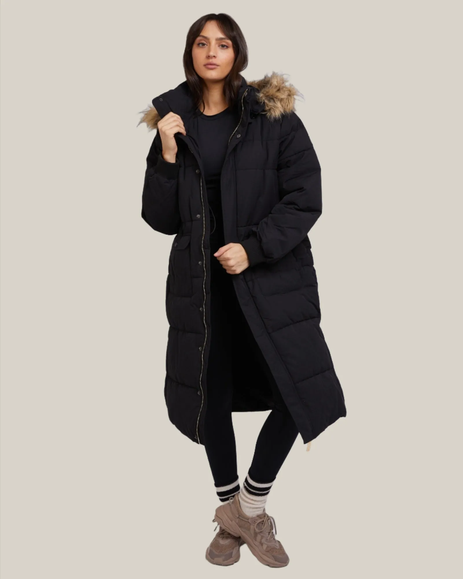 Active Fur Longline Puffer Black