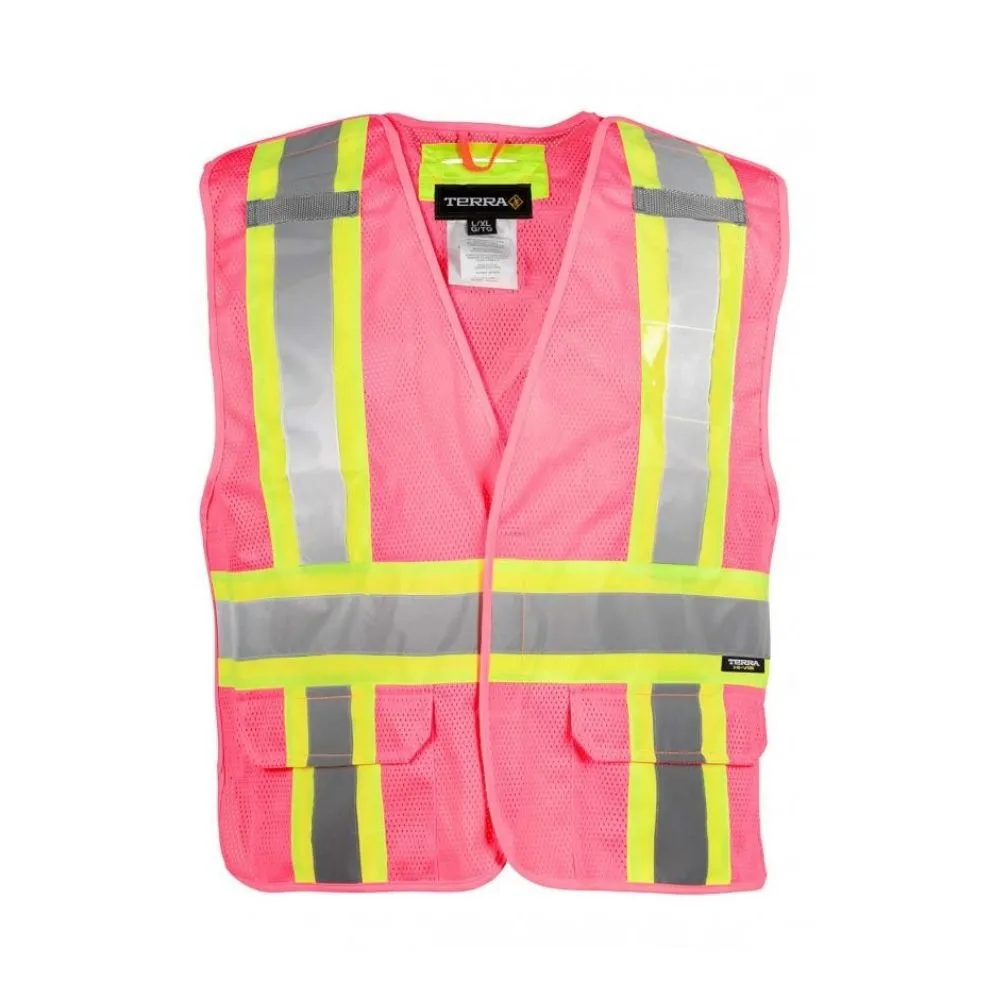 Terra Hi-Vis 5 Point Tear Away Vest - Pink 116523PK