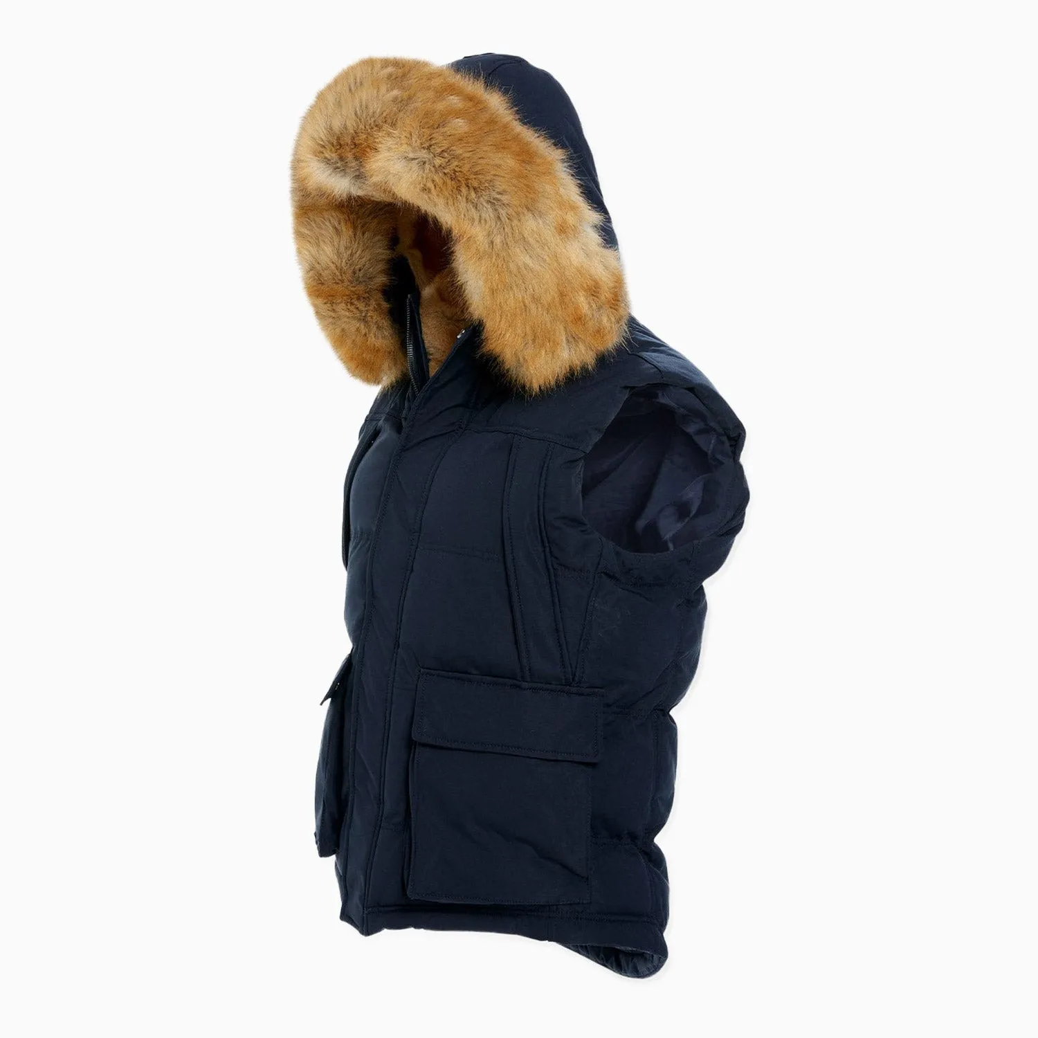 Men's Yukon Fur Lined Hooded Puffer Vest