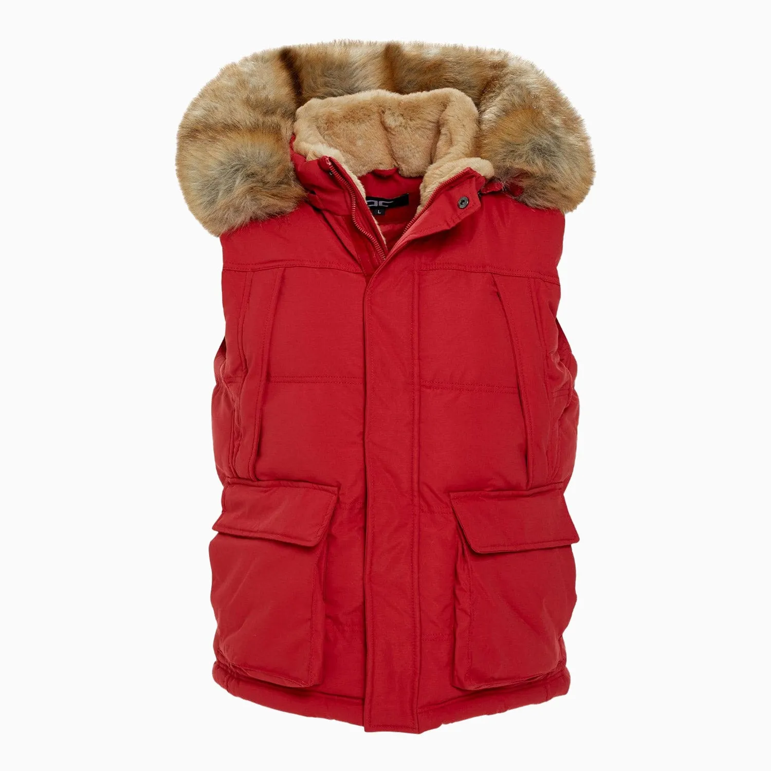 Men's Yukon Fur Lined Hooded Puffer Vest