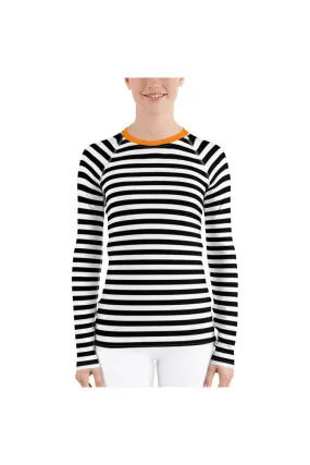 Micro Stripes Turmeric Accent Women's Rash Guard