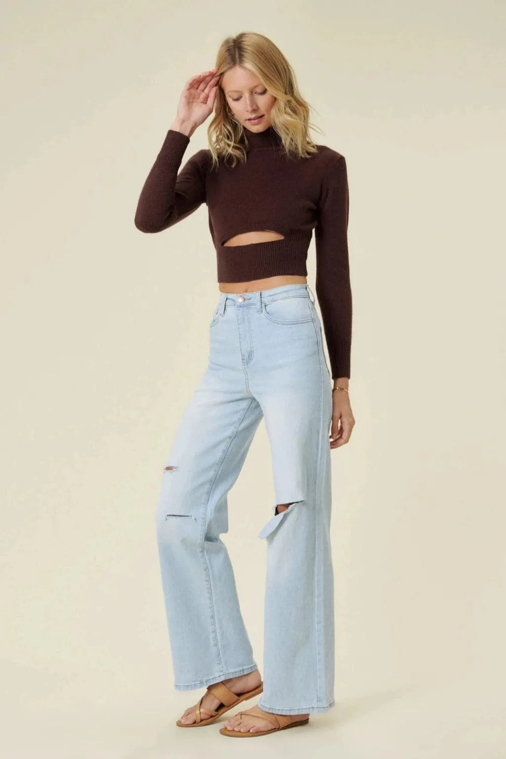 Catching Your Eye Straight Leg Jeans-Blue