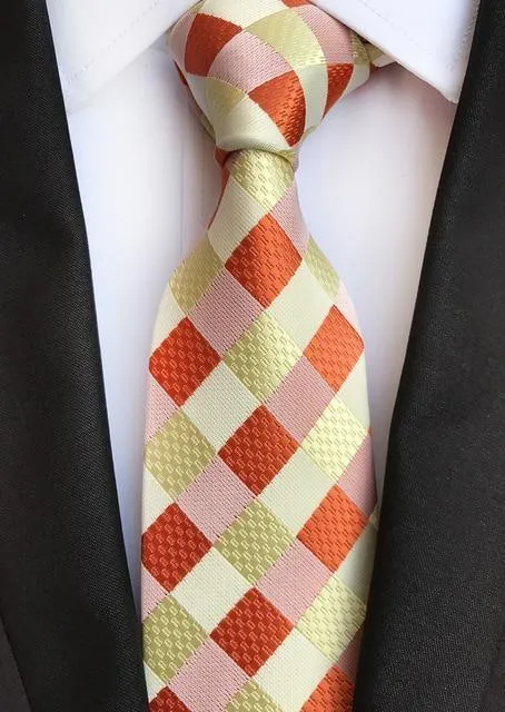 Luxury Silk Necktie, Striped, Plaid