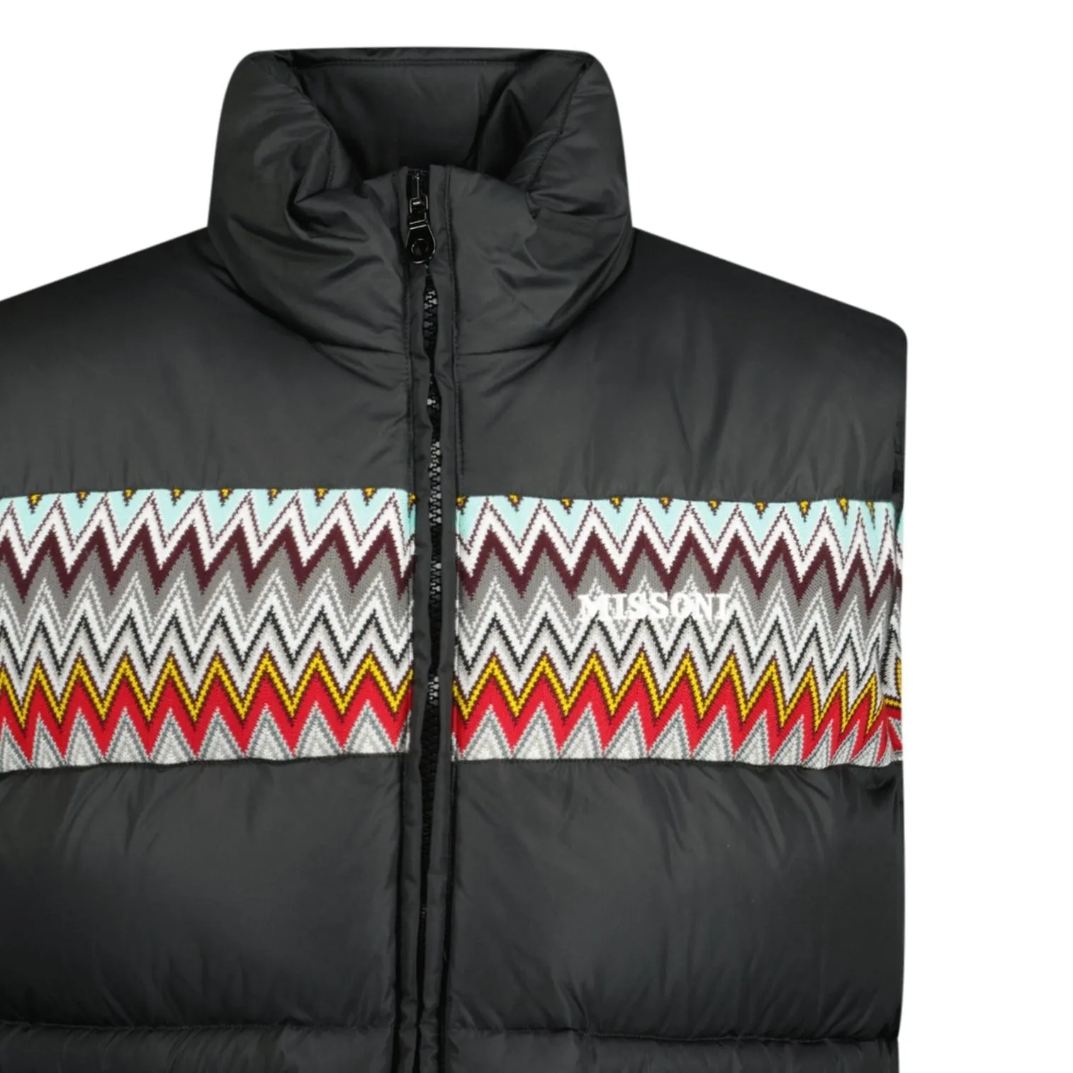 Missoni Padded Down Gilet with Mixed Pattern Black