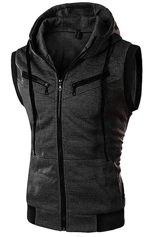 Hooded Sleeveless Men Vests