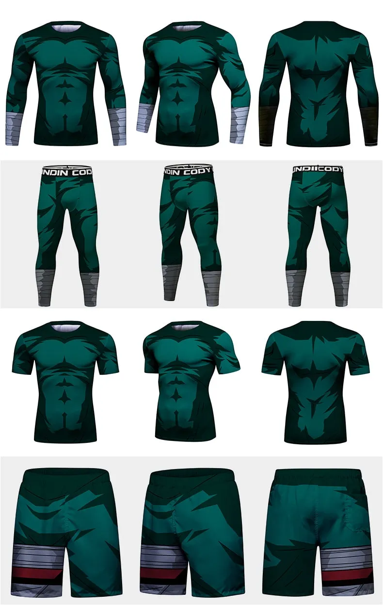 Naruto 'Rock Lee' Elite Three Piece Short Sleeve Compression Rash Guard Set