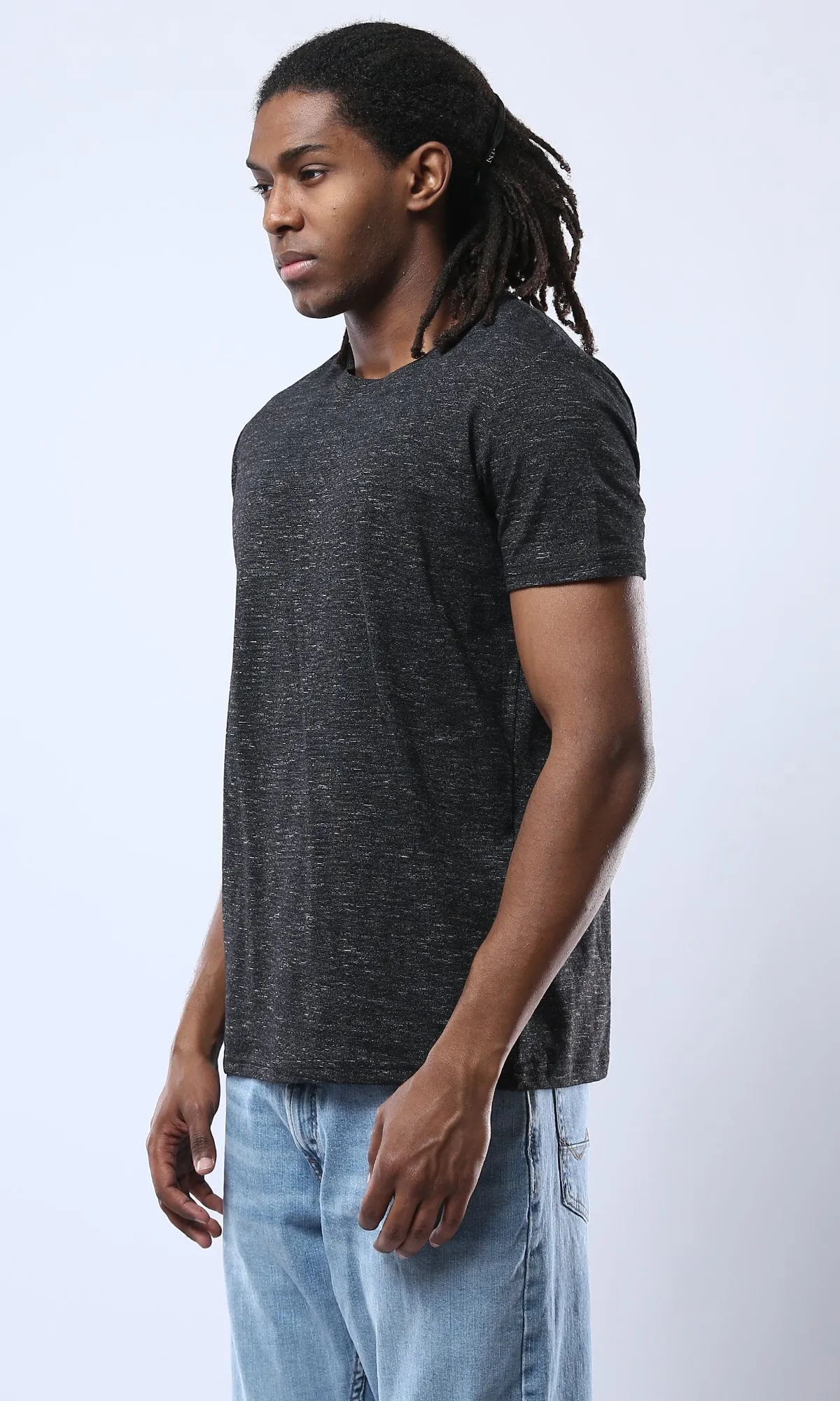 O178875 Heather Black Crew Neck Slip On Tee