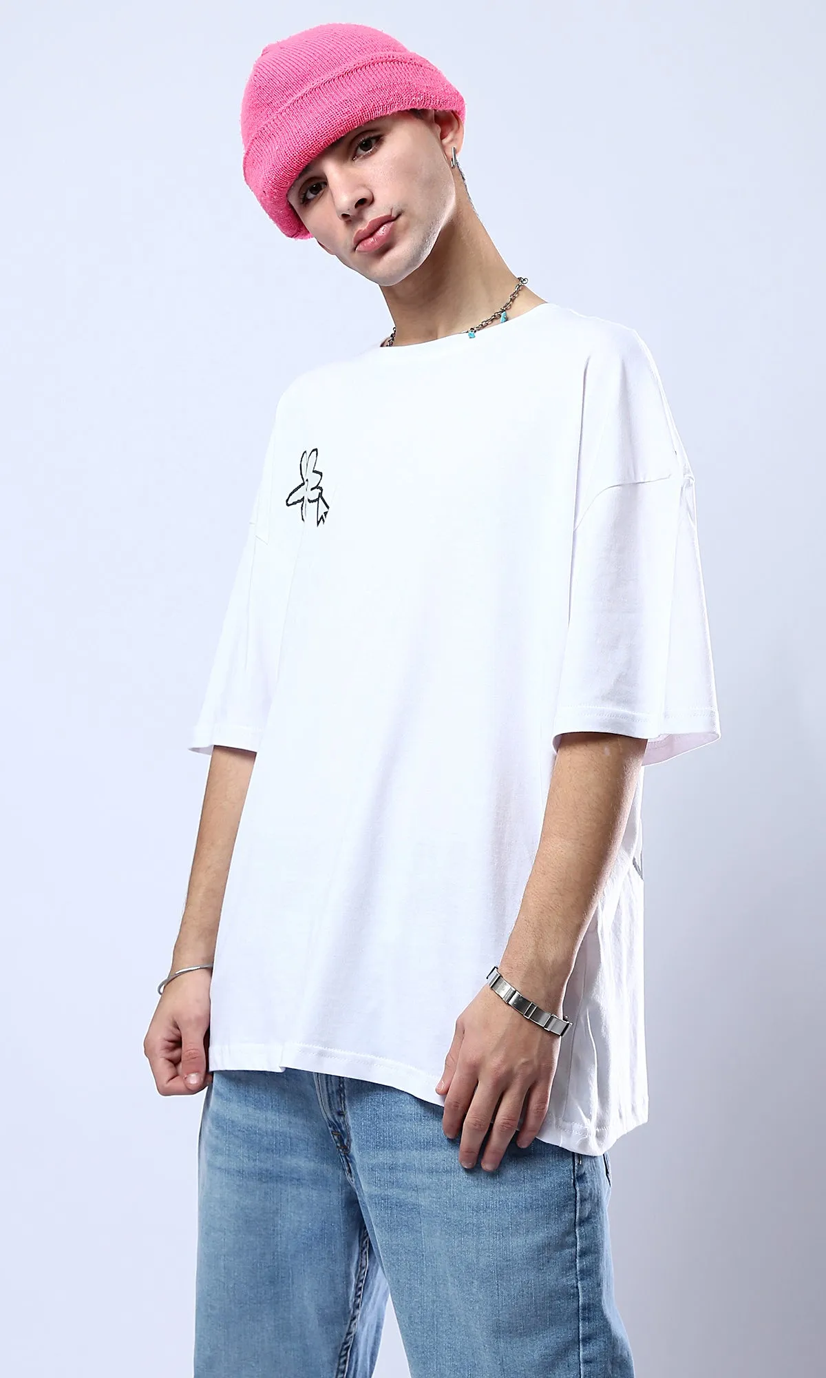 O178404 Iam Just A Happy Guy White Rayon Tee