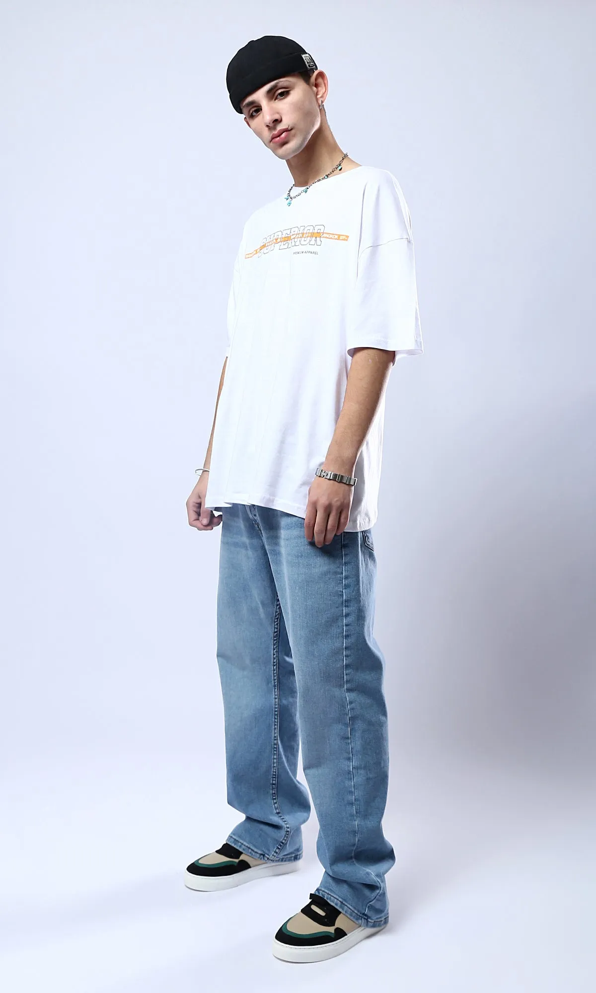 O178410 Superior Elbow-Sleeves Relaxed Tee - White