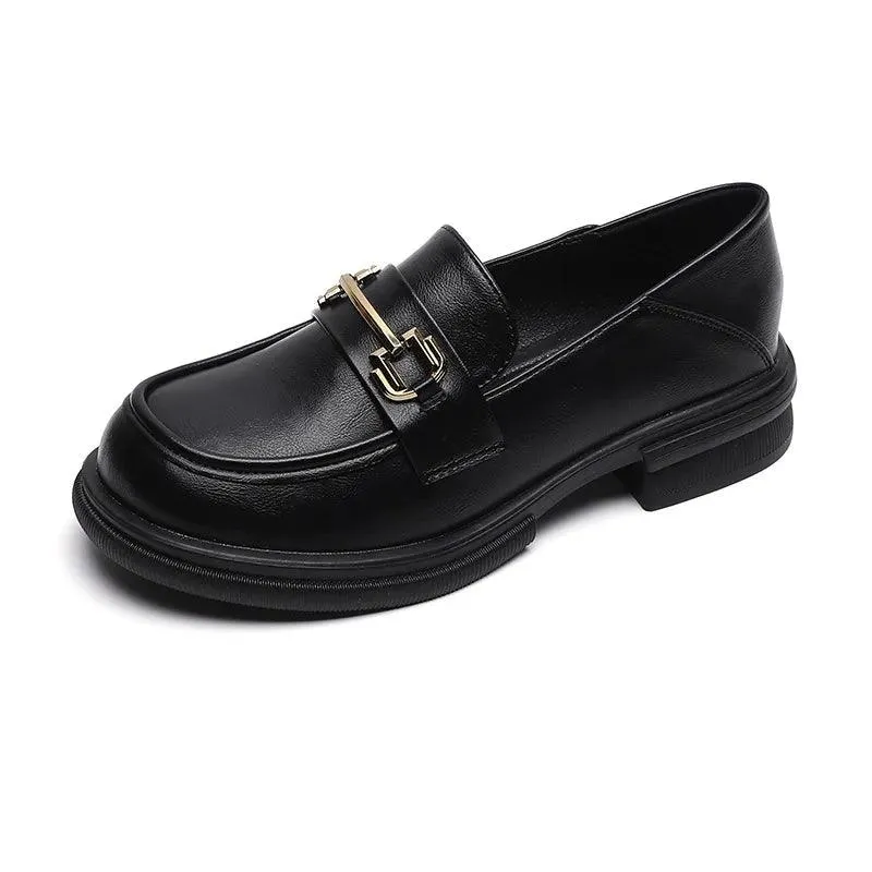 W105-6 Low Heel Outdoor Leather Loafers: Women's Casual Shoes