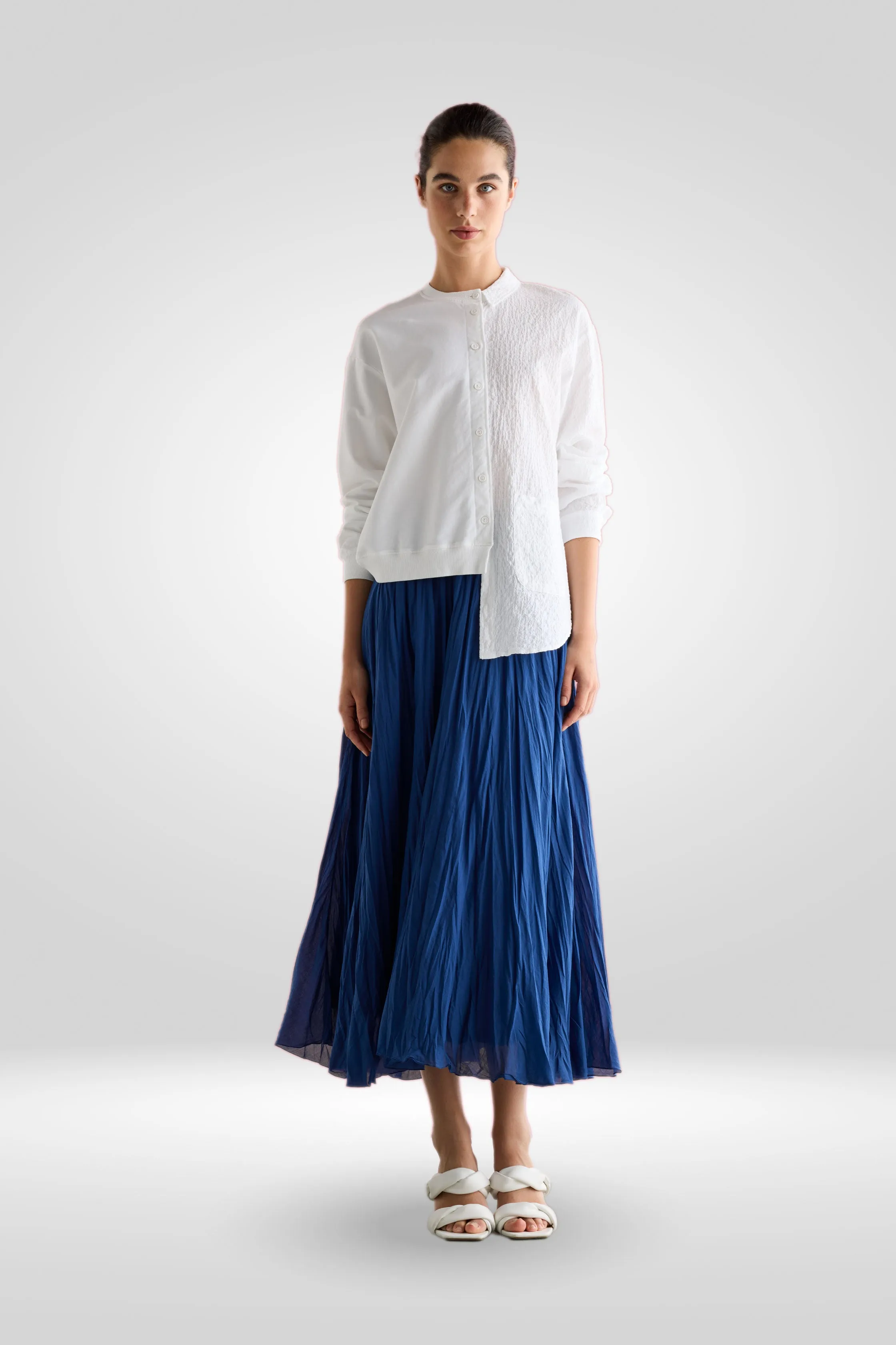 Pleated Midi Skirt with Elasticated Waist Garment Dyed 26L0 7504