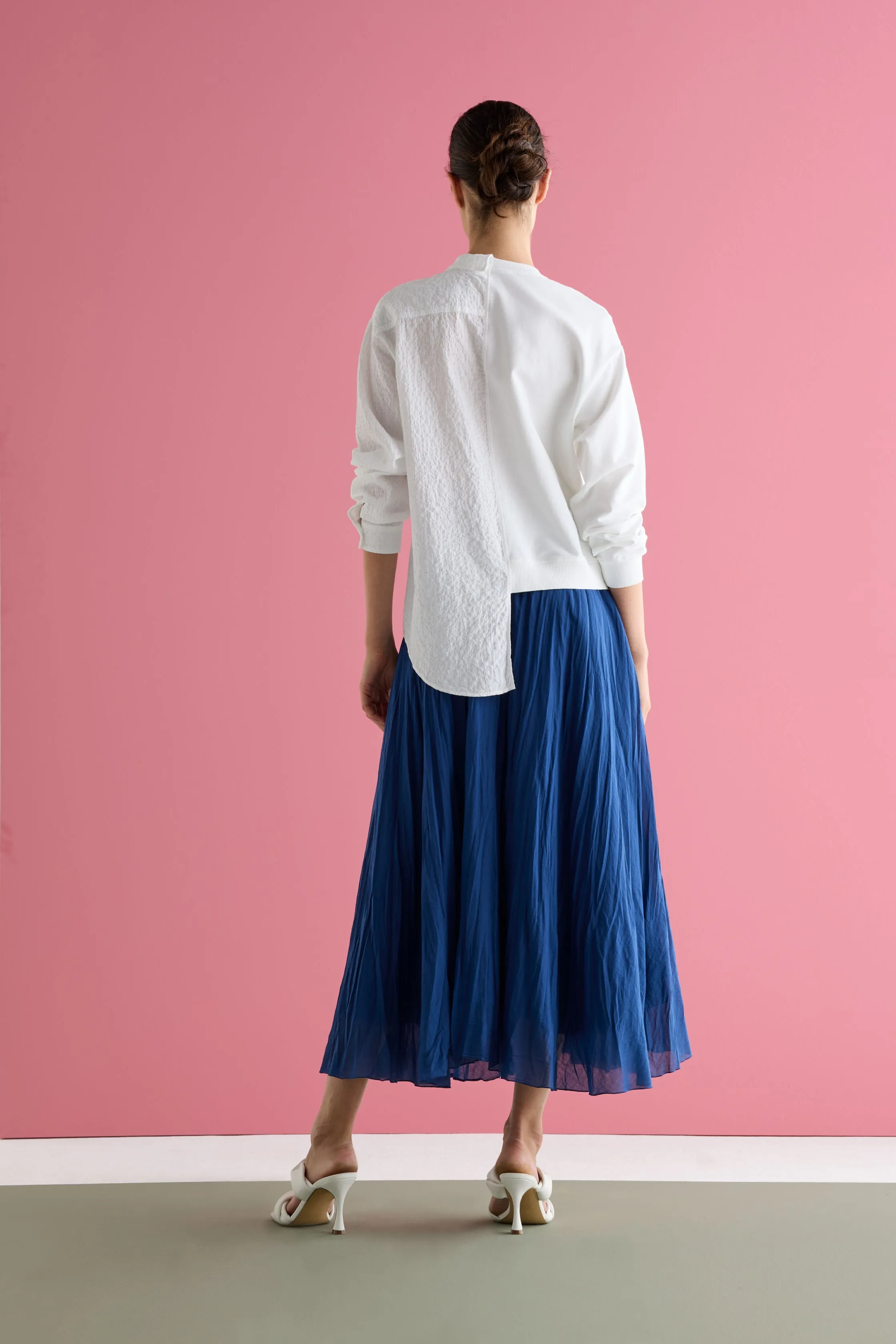 Pleated Midi Skirt with Elasticated Waist Garment Dyed 26L0 7504