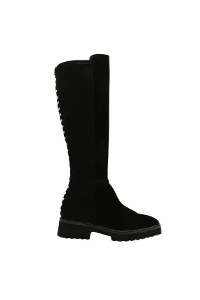 Pedro Miralles Black Suede and Stretch  Knee Boot