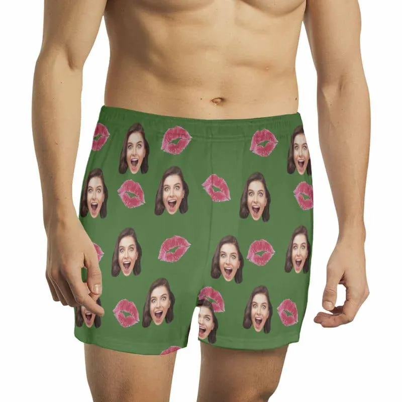 Custom Face Red Lips Multicolor Boxer Shorts Pure Cotton Shorts for Men