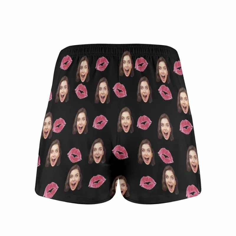 Custom Face Red Lips Multicolor Boxer Shorts Pure Cotton Shorts for Men