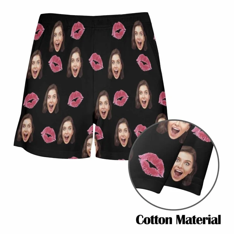 Custom Face Red Lips Multicolor Boxer Shorts Pure Cotton Shorts for Men