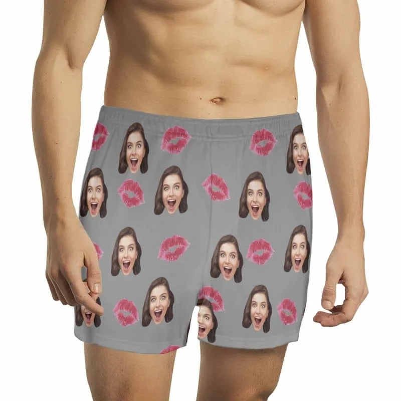 Custom Face Red Lips Multicolor Boxer Shorts Pure Cotton Shorts for Men