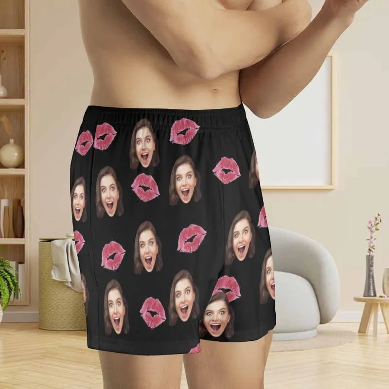 Custom Face Red Lips Multicolor Boxer Shorts Pure Cotton Shorts for Men