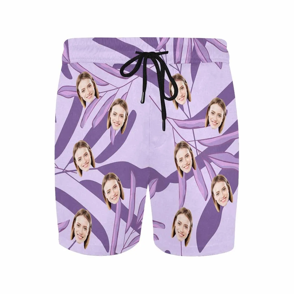 Personalized Swim Trunks Custom Face Purple Men's Quick Dry Swim Shorts Beach Swimsuit