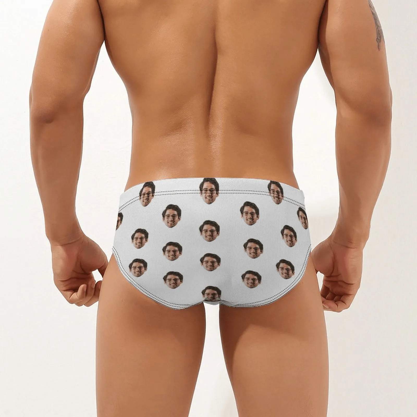 Custom Face Multicolors Triangle Swim Briefs Personalized Face on Men's Swim Trunks