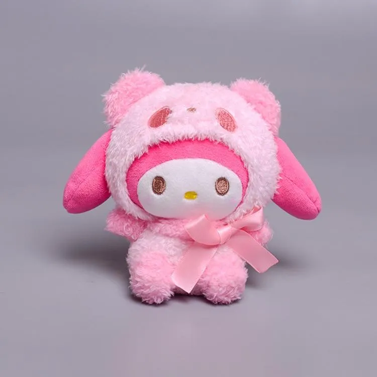 10cm Cartoon Kawaii My Melody Kuromi Cinnamoroll Kt Cat Purin Dog Plush Toy Anime Stuffed Animals Cute Plushie Pendant Doll Toys