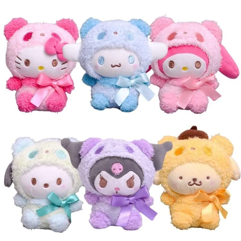 10cm Cartoon Kawaii My Melody Kuromi Cinnamoroll Kt Cat Purin Dog Plush Toy Anime Stuffed Animals Cute Plushie Pendant Doll Toys