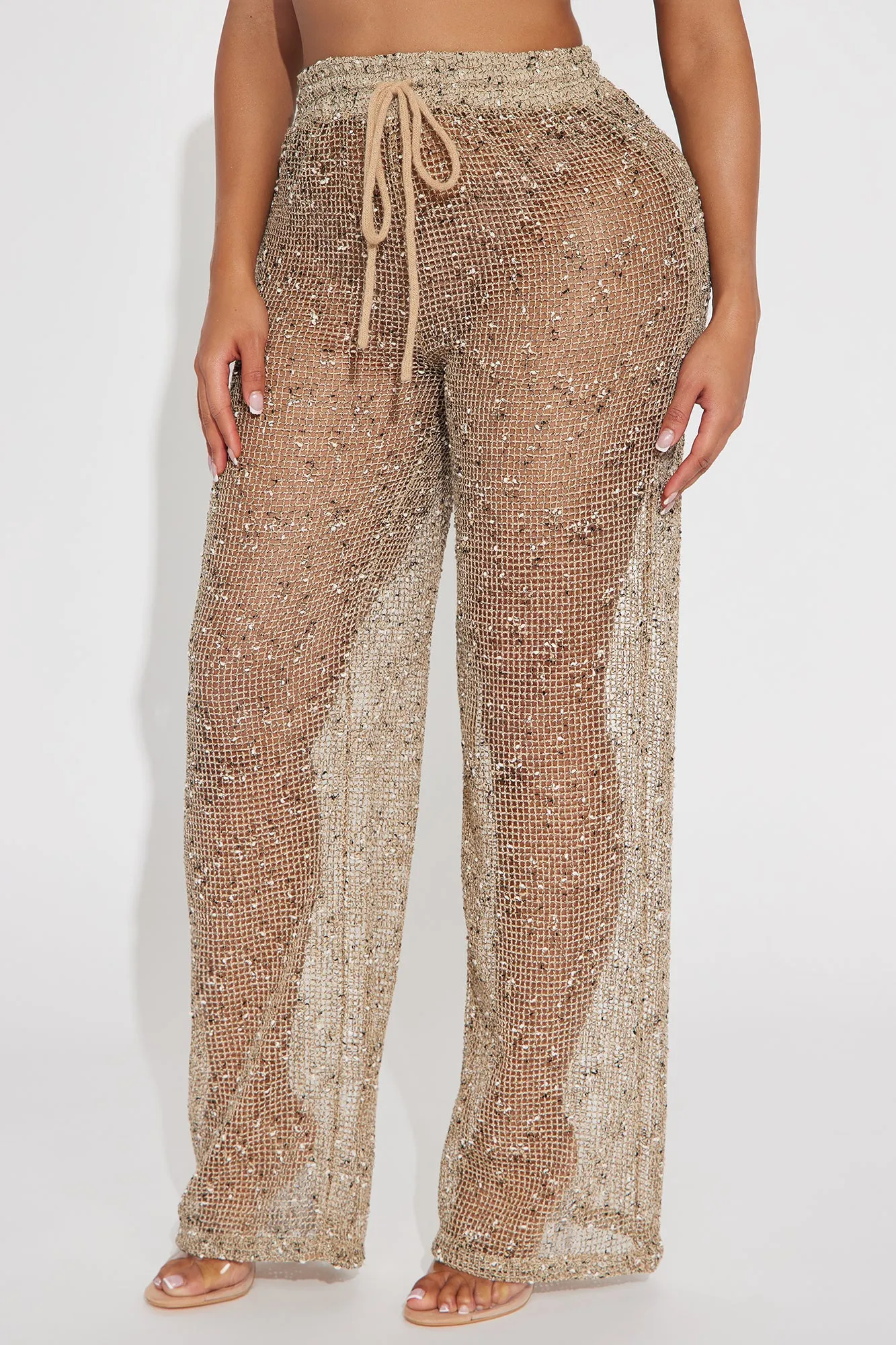 Playa Vista Crochet Cover Up Pants - Brown/combo