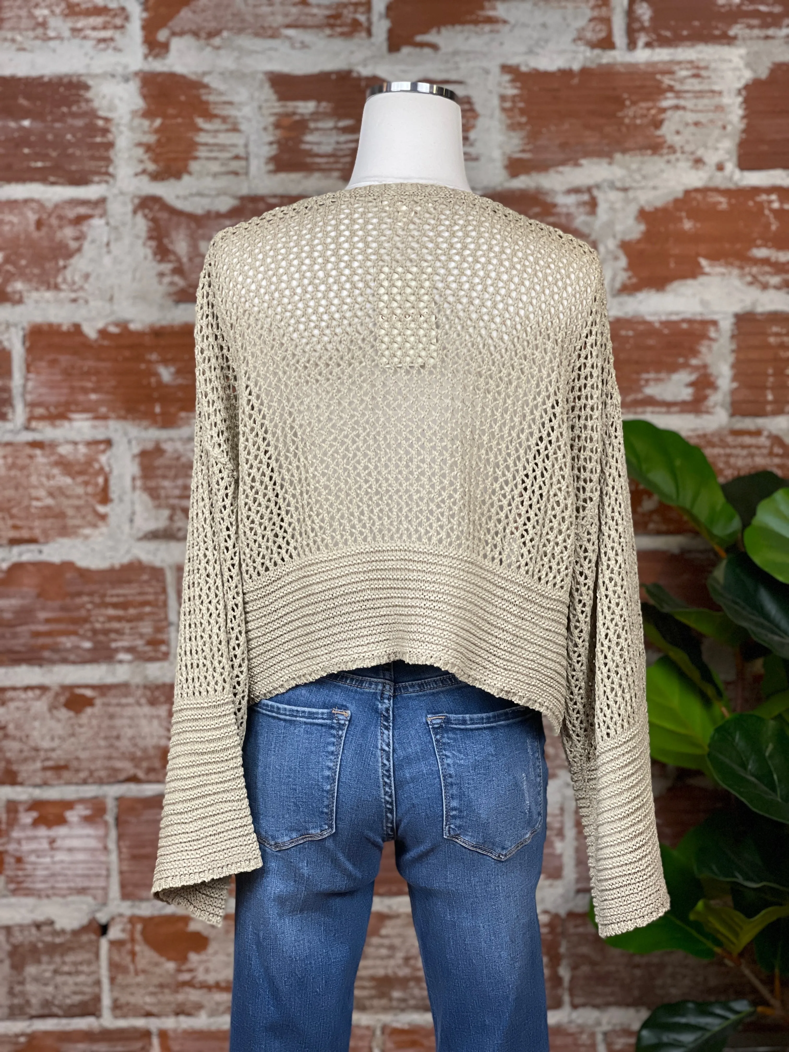 (Restock!) Open Knit Cropped Cardigan in Oatmeal