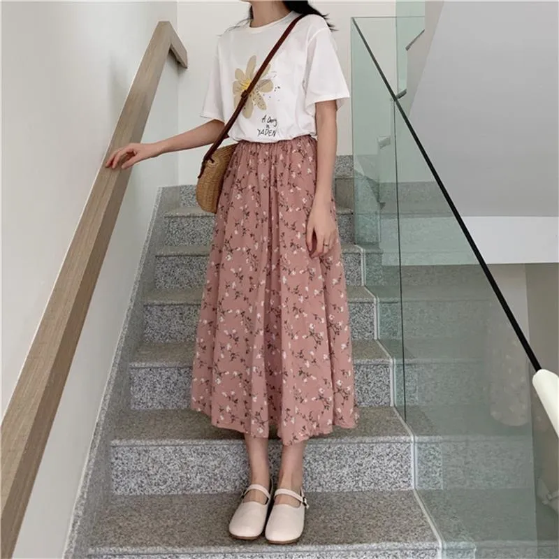 Marsala Floral Midi Skirt