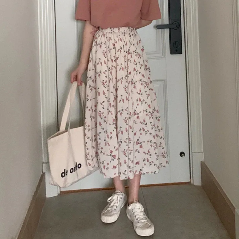 Marsala Floral Midi Skirt