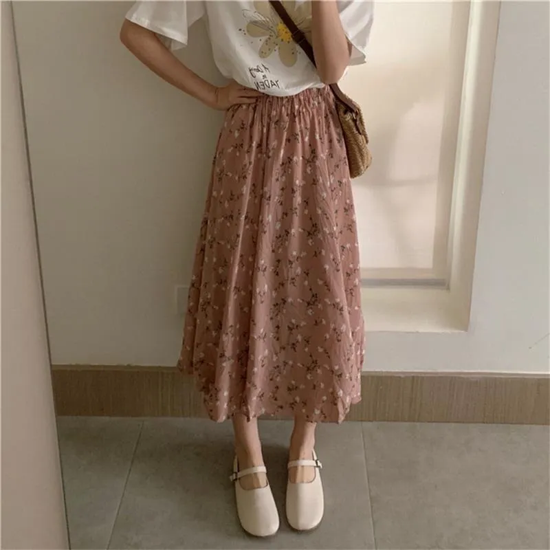 Marsala Floral Midi Skirt