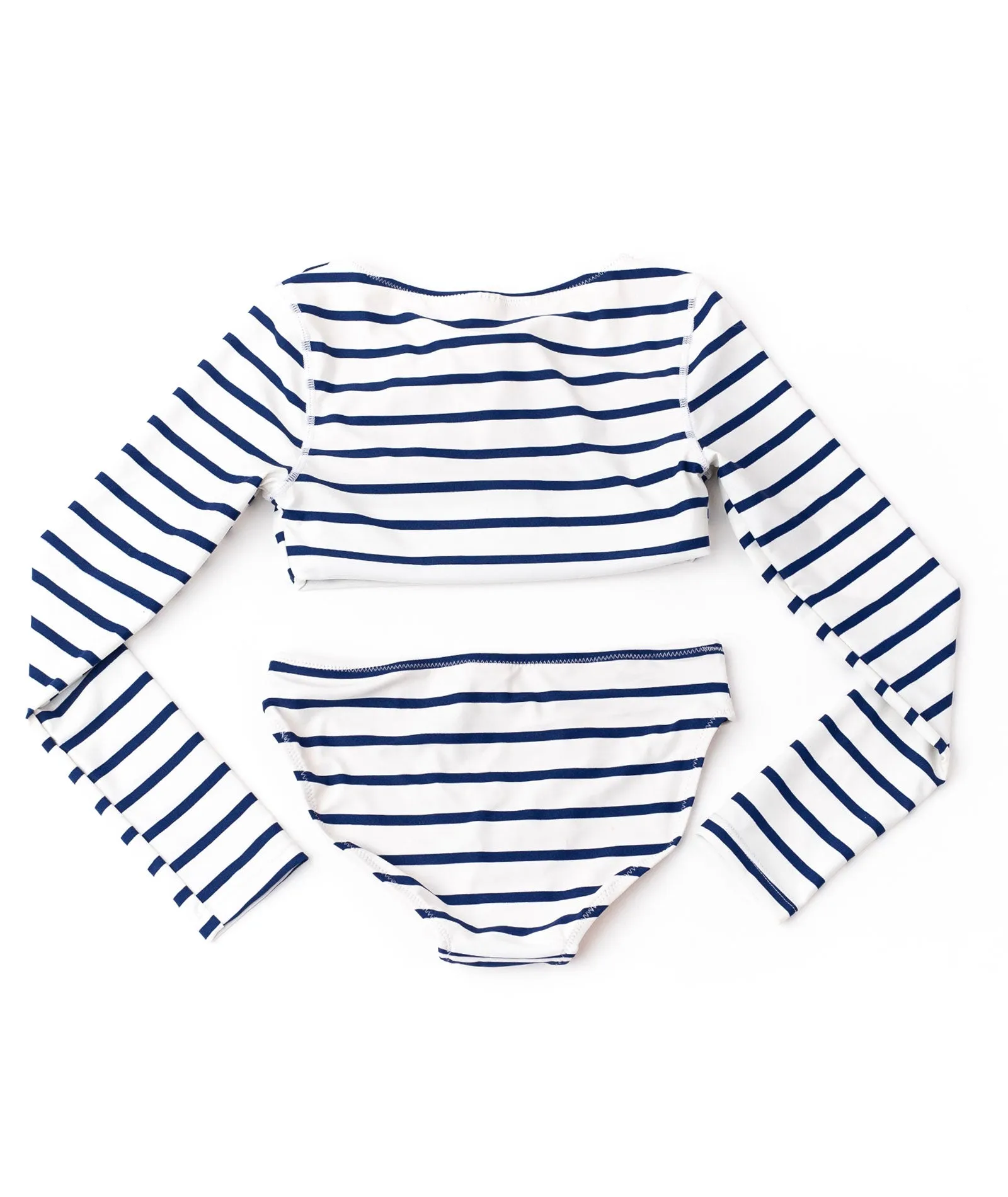 Shade Critters Girls Crop Rash Guard Set Nautical Stripe