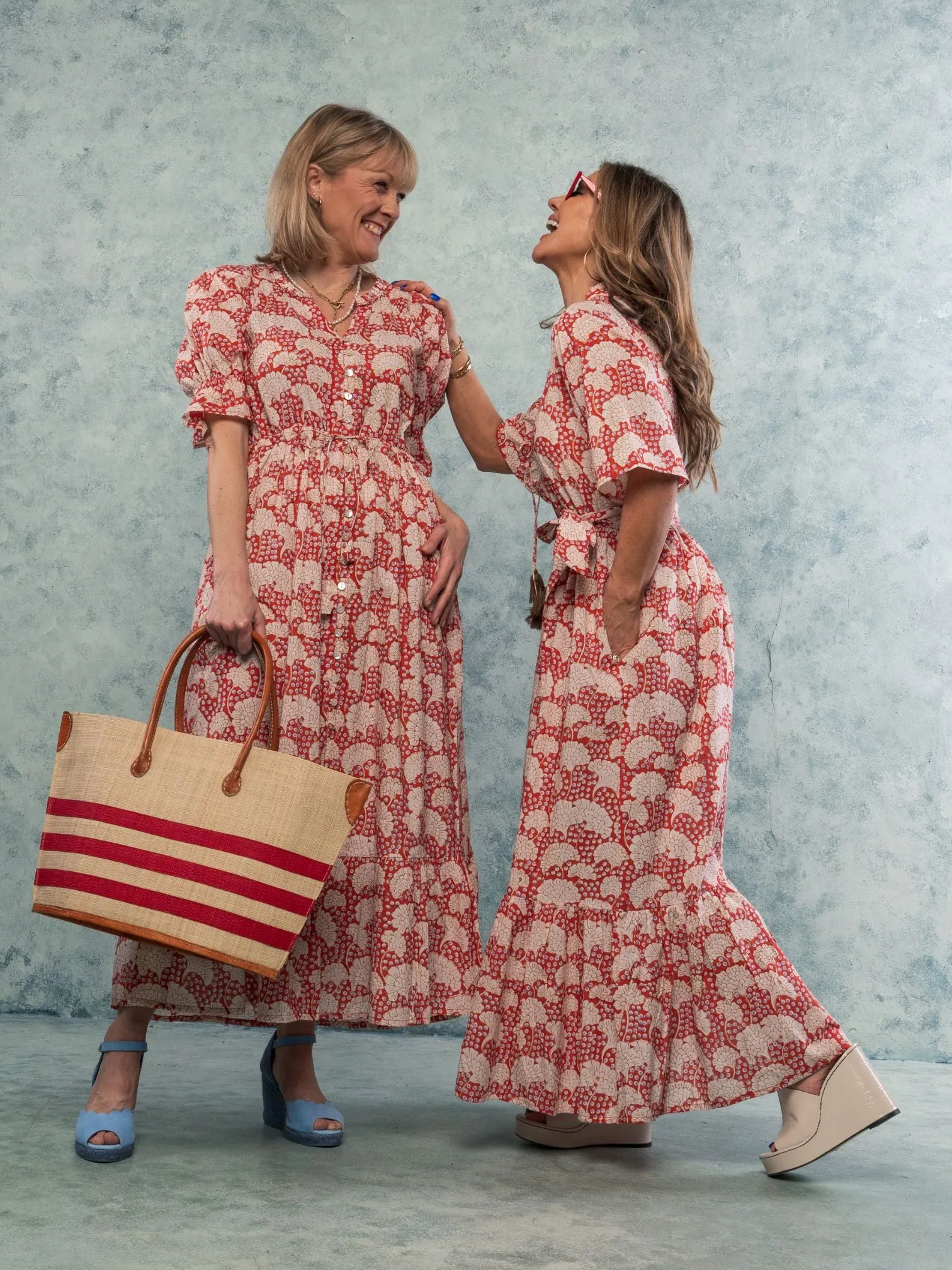 "CHERISH" SHIRTDRESS RED HYDRANGEA