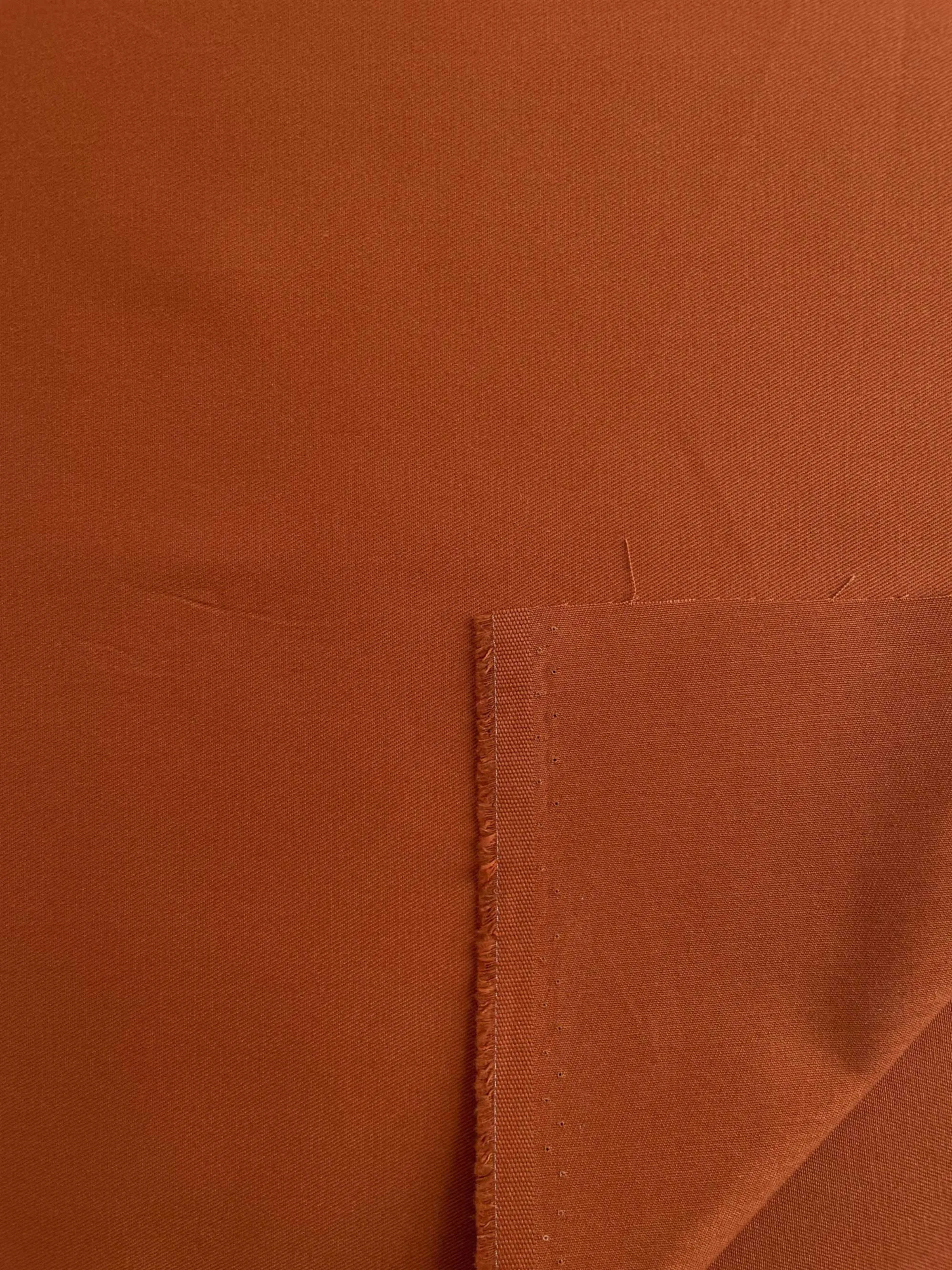 Relaxed Organic Cotton Twill Fabric in Terracotta