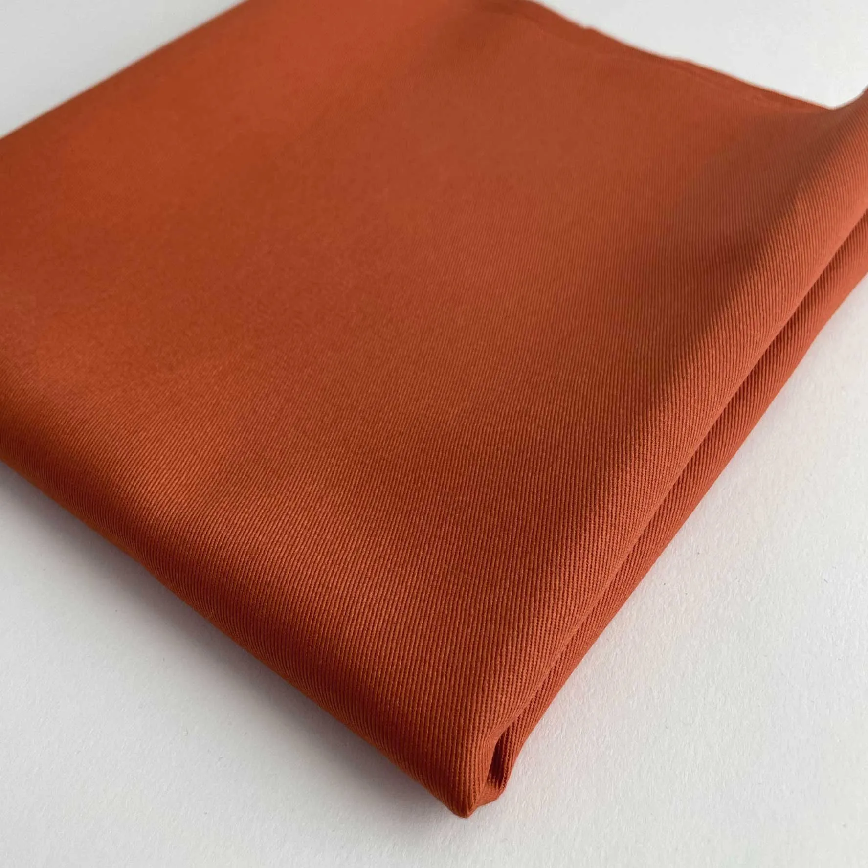 Relaxed Organic Cotton Twill Fabric in Terracotta