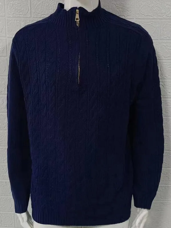 Zipper Half Turtleneck Men Sweater