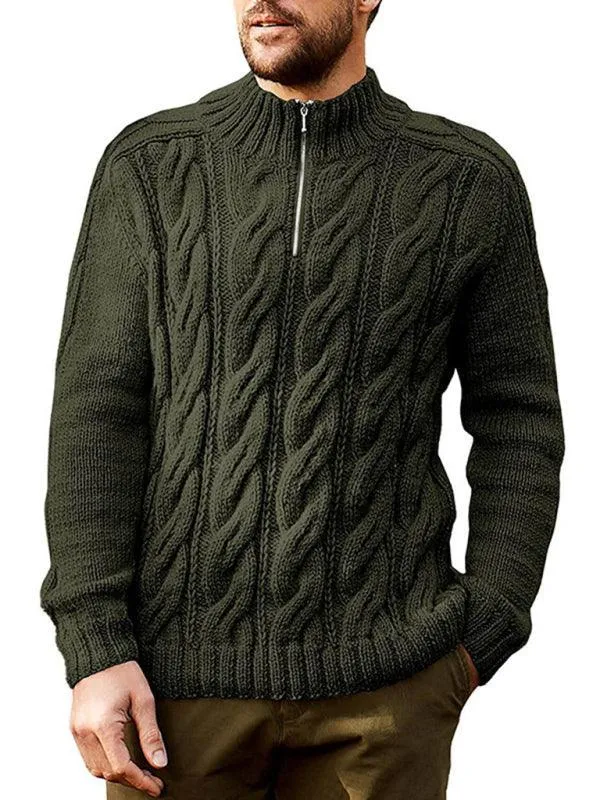 Zipper Half Turtleneck Men Sweater