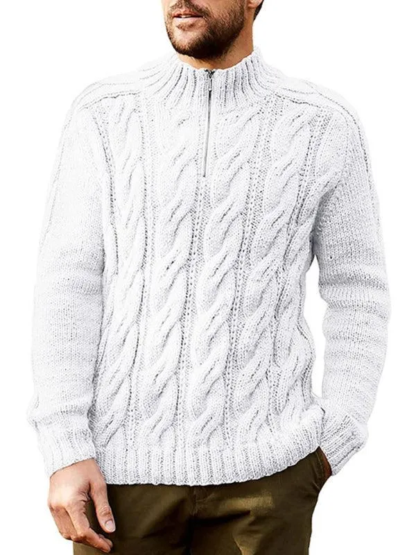 Zipper Half Turtleneck Men Sweater