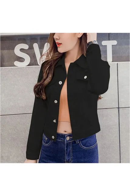 Long Sleeve Slim   Denim Jacket Women