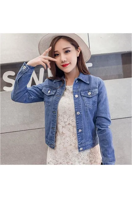 Long Sleeve Slim   Denim Jacket Women