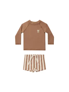 Rylee & Cru - Clay Stripe Rash Guard Boy Set