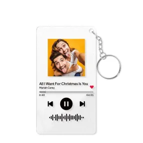 Scannable Code Music Song Plaque Keychains Custom Photo Acrylic Keychain