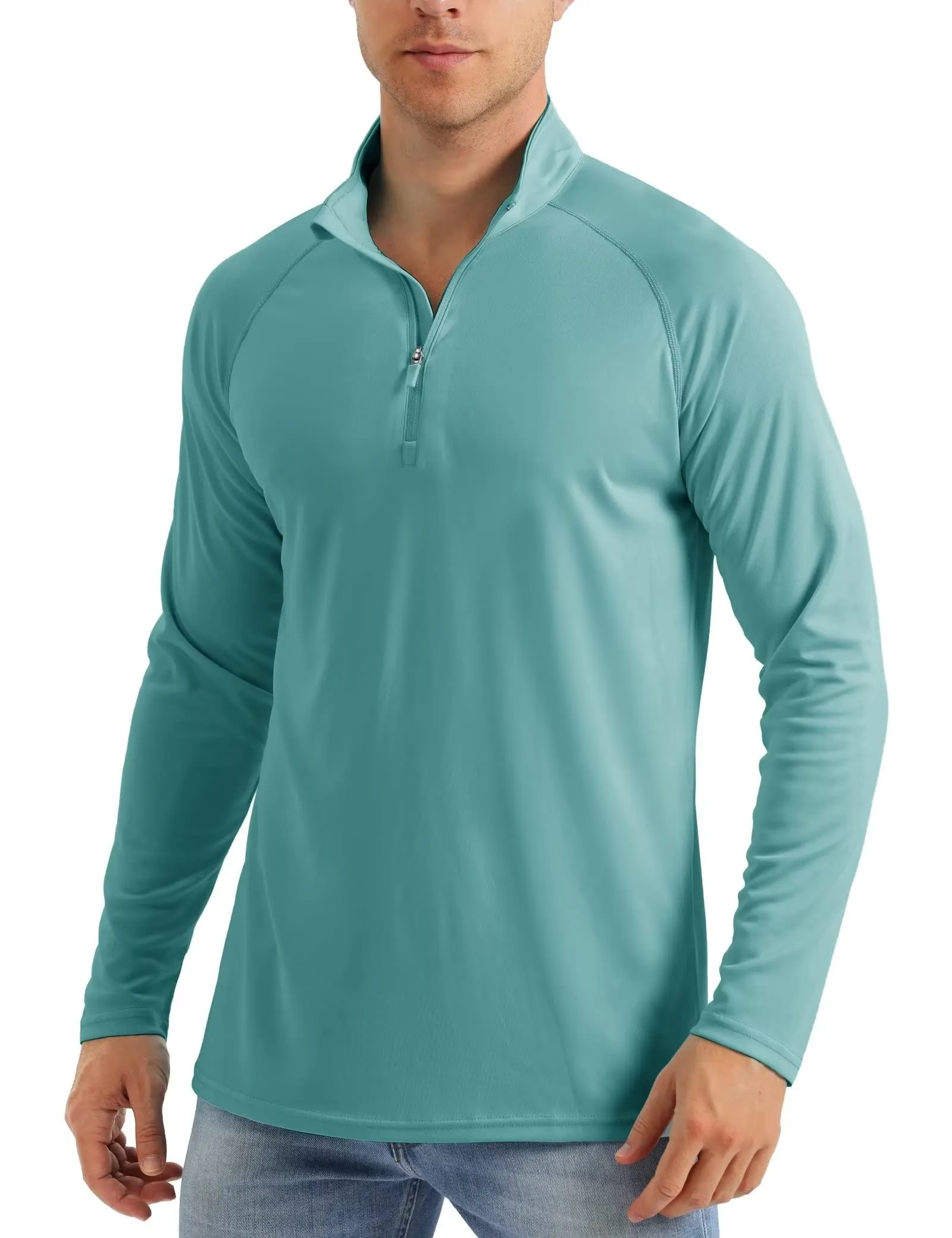 More of UPF 50  Sun/UV Protection T-Shirt Men's 1/4 Zip Pullover Outdoor Recreation UV Tee Shirts Tops