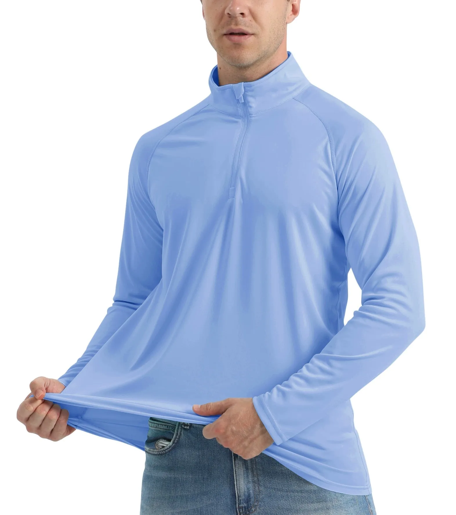 More of UPF 50  Sun/UV Protection T-Shirt Men's 1/4 Zip Pullover Outdoor Recreation UV Tee Shirts Tops