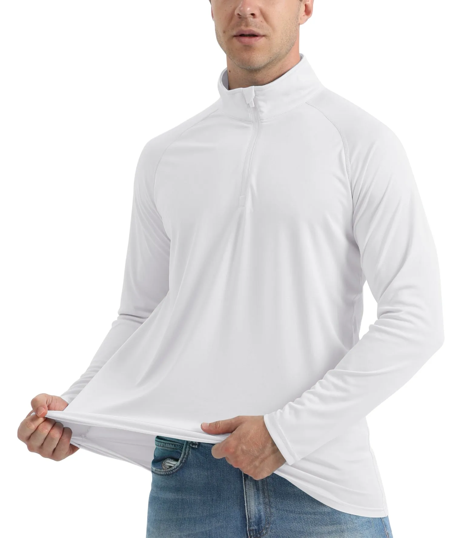 More of UPF 50  Sun/UV Protection T-Shirt Men's 1/4 Zip Pullover Outdoor Recreation UV Tee Shirts Tops